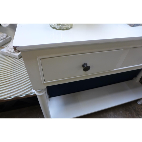 1445 - A white three drawer console table