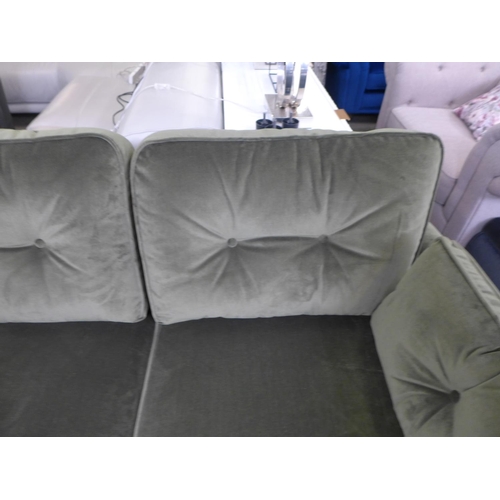 1482 - A moss green velvet two seater sofa