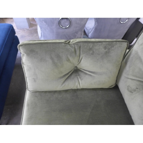 1482 - A moss green velvet two seater sofa