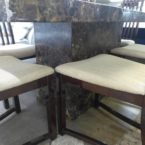 1486 - Italian style dining table and six chairs - damaged corner