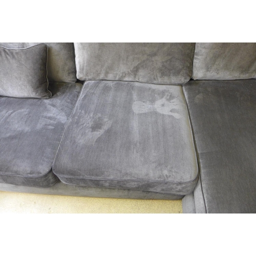 1610 - A midnight blue velvet RHF corner sofa