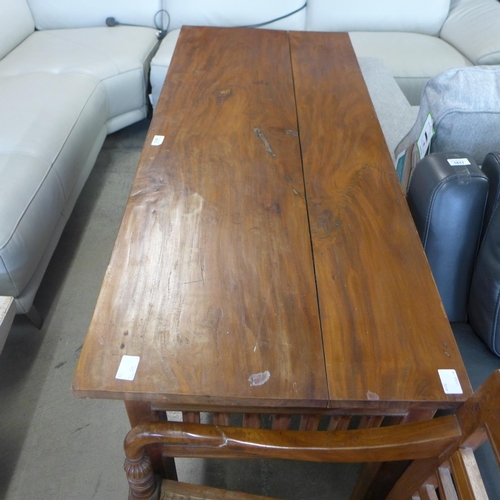 1613 - An oak four drawer hardwood desk and matching chair