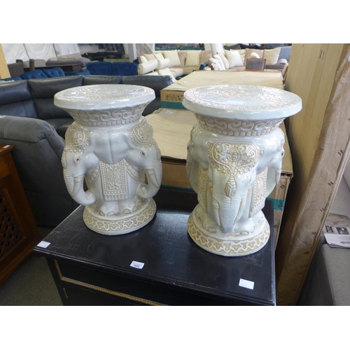 1620 - A pair of ceramic elephant side tables