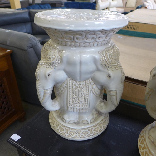 1620 - A pair of ceramic elephant side tables