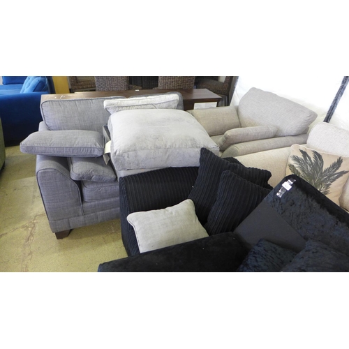 1637 - A quantity of miscellaneous sofa ends including an oatmeal two seater sofa, grey armchair, black cru... 