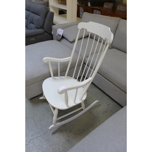 1642 - A white painted spoke back rocking chair