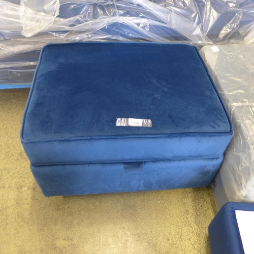 1664 - A Hoxton deep ocean blue velvet ottoman footstool