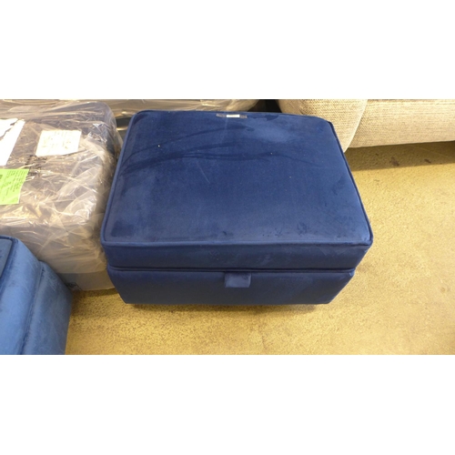 1665 - A Hoxton deep ocean blue velvet ottoman footstool