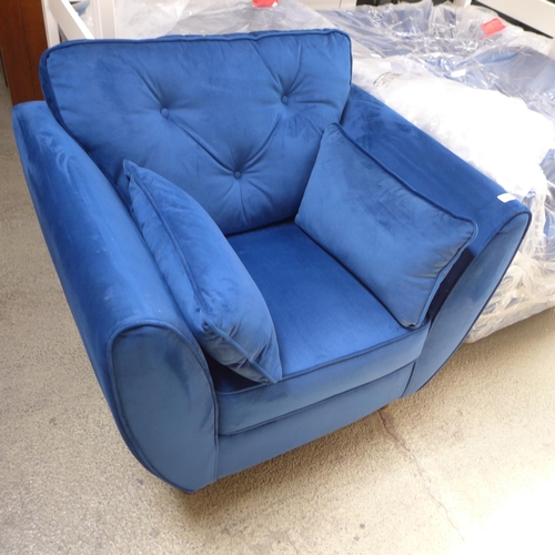 1670 - A Hoxton deep ocean blue velvet armchair