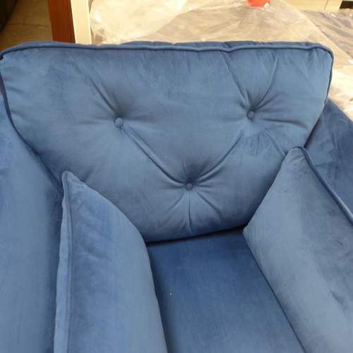 1671 - A Hoxton deep ocean blue velvet armchair