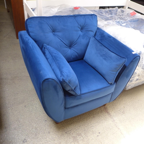 1672 - A Hoxton deep ocean blue velvet armchair