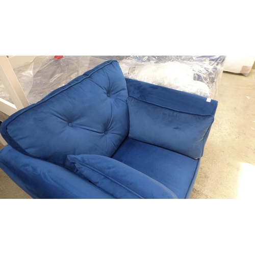 1672 - A Hoxton deep ocean blue velvet armchair