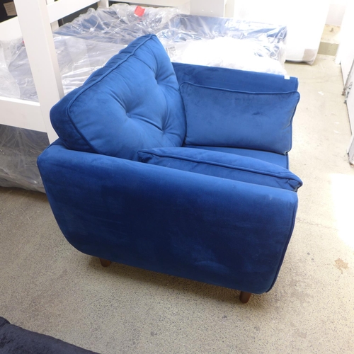 1672 - A Hoxton deep ocean blue velvet armchair