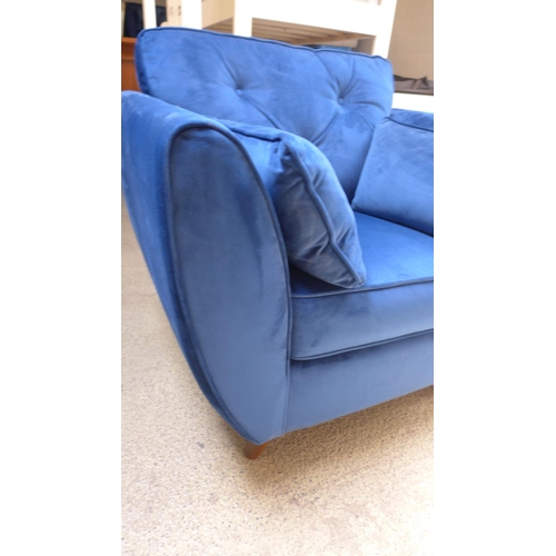 1673 - A Hoxton deep ocean blue velvet armchair