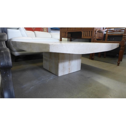 1615 - A large square travertine coffee table