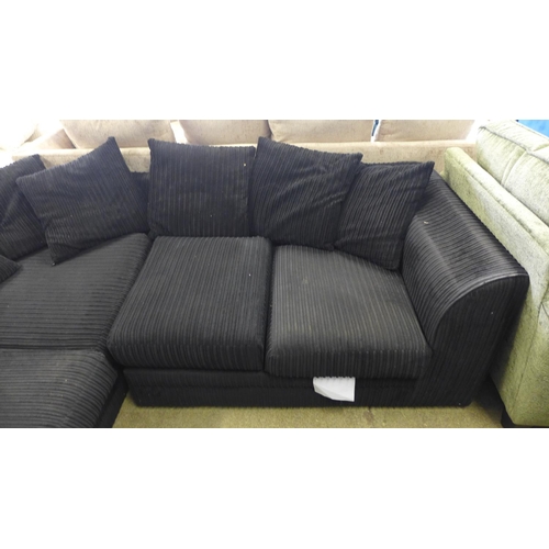 1675 - A black corduroy LHF corner sofa