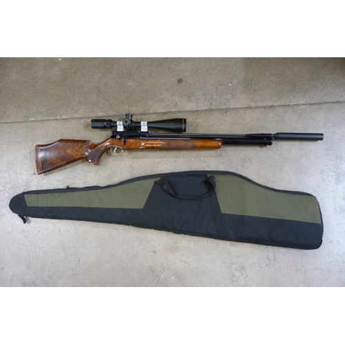 827A - A Webley Axsor cal. 5.5 target shooting air rifle with Sidewinder 8.5-34x52 scope and soft case