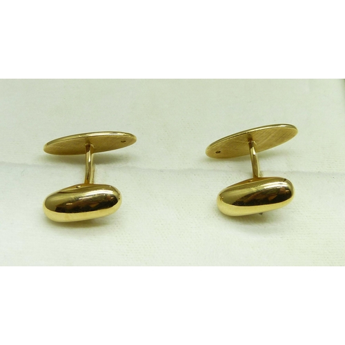 1019 - A pair of Faberge 18ct gold, guilloche enamel and diamond cufflinks, boxed, no.51/1000, 0.10cts, wit... 