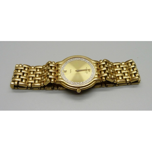 1030 - An 18ct gold plated Raymond Weil  wristwatch, plating worn on bracelet