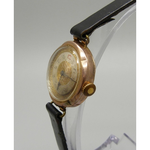 1031 - A 9ct gold cased wristwatch