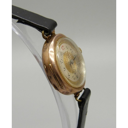 1031 - A 9ct gold cased wristwatch