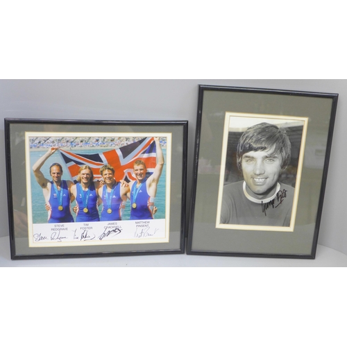 603 - A signed photograph of Sir Steve Redgrave, Tim Foster, James Cracknell and Sir Matthew Pinsent and a... 