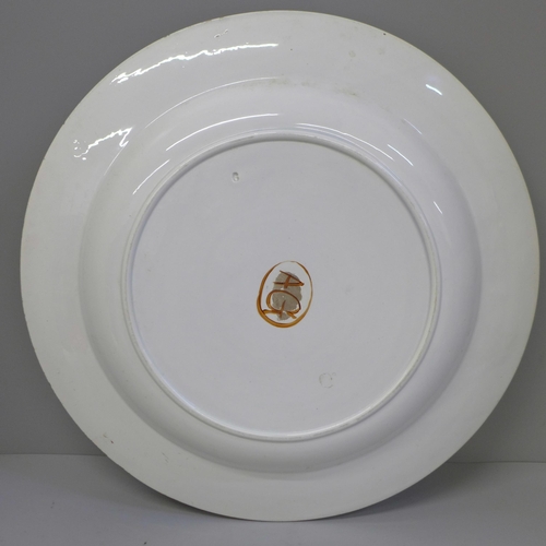 618 - A Paris Porcelain hand painted large dish, 36.5cm