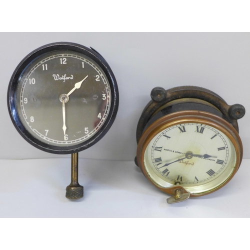 637 - Two Watford car clocks