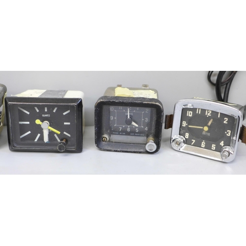 639 - Six car clocks, Smiths and Jaeger