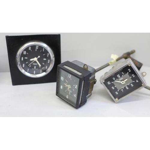 640 - Eight car clocks, Smiths and Jaeger