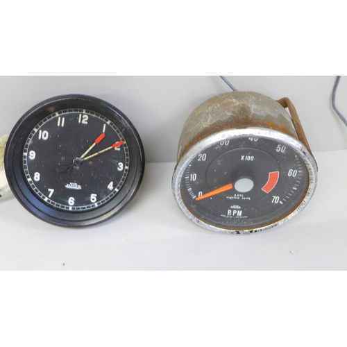 641 - Two car clocks, both Jaeger