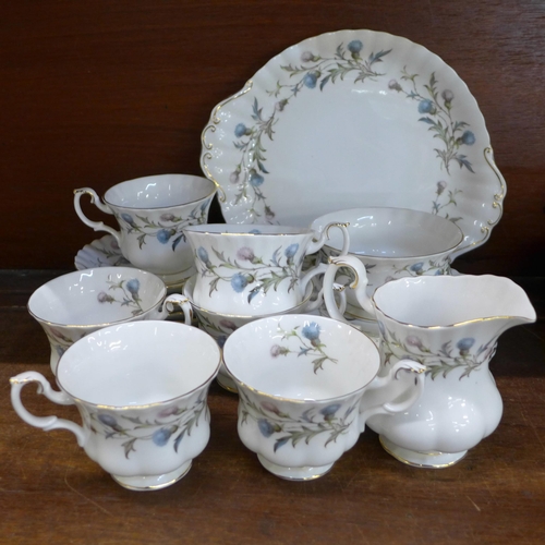 676 - A Royal Albert Brigadoon six setting tea set with milk jug and sugar bowl