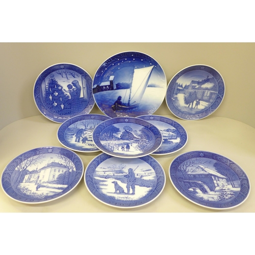 683 - Eight Royal Copenhagen Christmas plates and one other