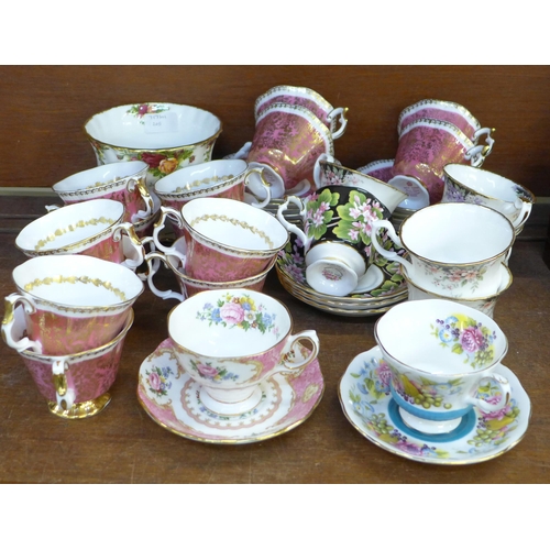 688 - A collection of Royal Albert mixed china including a Lady Carlyle cup and saucer, fourteen Buckingha... 