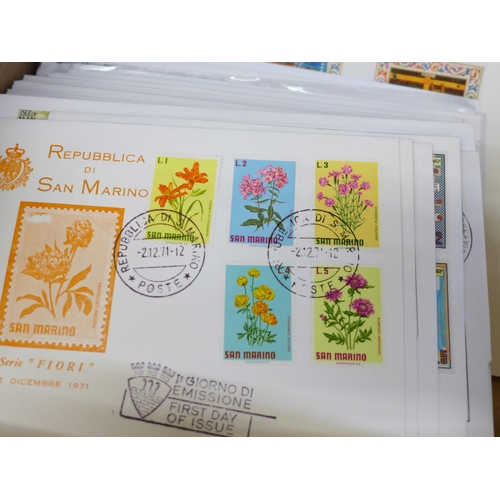 698 - Stamps; a box of covers in albums (World Wildlife Fund and Princess Diana) together with loose first... 