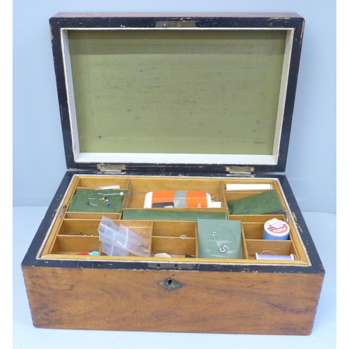 706 - An inlaid wooden sewing box