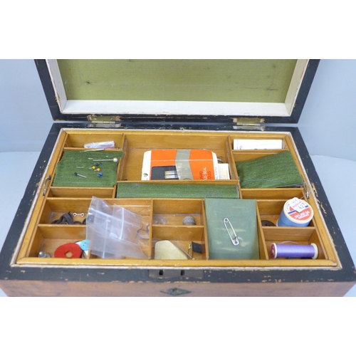 706 - An inlaid wooden sewing box