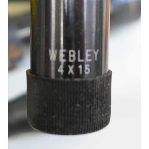 709 - Five Webley and other air rifle scopes