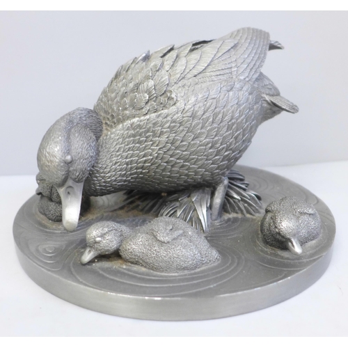 713 - A Franklin Mint Mallard Time pewter figure