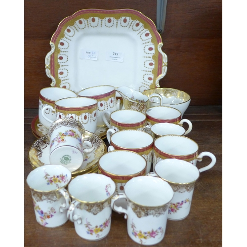 715 - A Hammersley six setting coffee set and other teawares