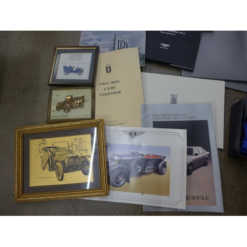 732 - Rolls Royce ephemera, booklets, glasses, etc.