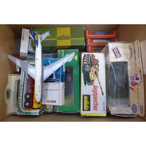 783 - A Schuco Lufthansa air liner, Solido tank, other die-cast vehicles, etc.