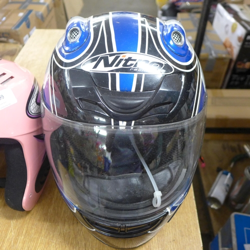 2334 - Nitro motorcycle helmet and a sinner ski/snowboarding helmet