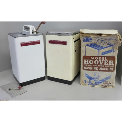 799 - Two Mettoy model Hoover washing machines, one boxed (boxed machine re-painted and damaged)