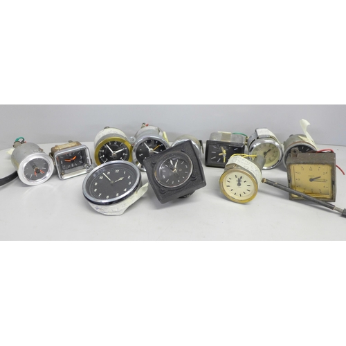 803 - A collection of car clocks (12)