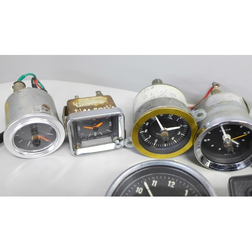 803 - A collection of car clocks (12)