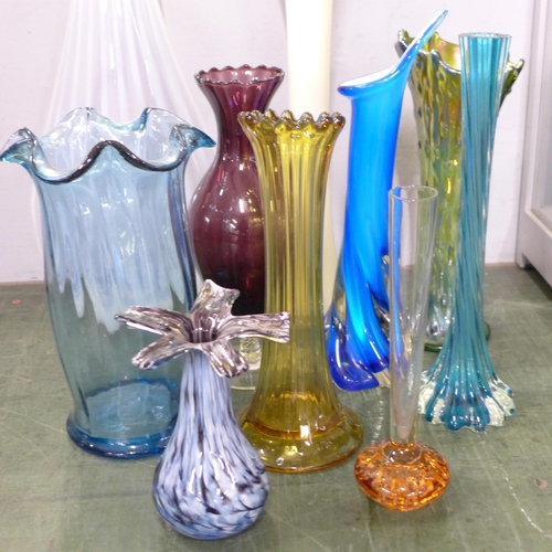 813 - A collection of coloured glass vases