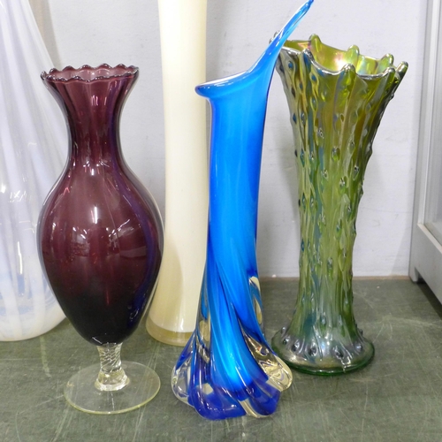 813 - A collection of coloured glass vases