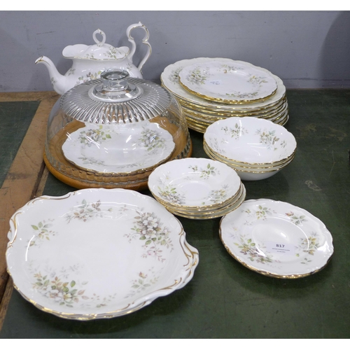 817 - A set of Royal Albert Haworth tea wares including a cake plate, tea pot, plates (various sizes) and ... 