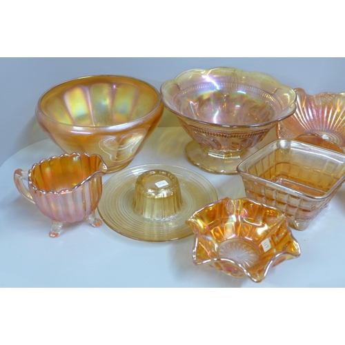 847 - Ten items of marigold carnival glass **PLEASE NOTE THIS LOT IS NOT ELIGIBLE FOR POSTING AND PACKING*... 